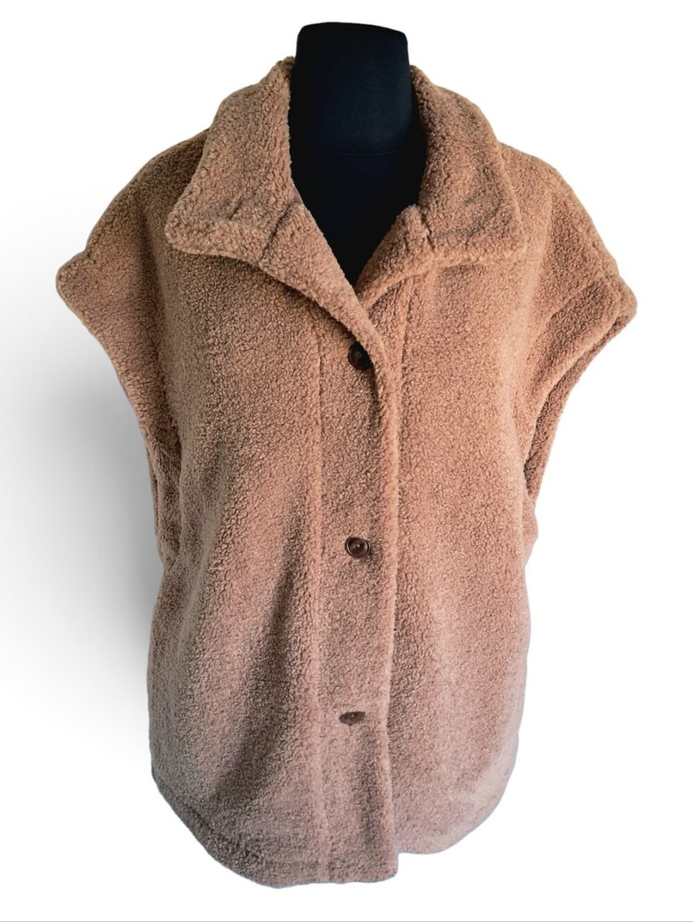 Imily Bela Oversized Fleece Vest Sleeveless Brown Fuzzy Sherpa Jacket